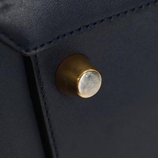 CELINE Belt bag Hand Bag Leather Navy Gold Auth