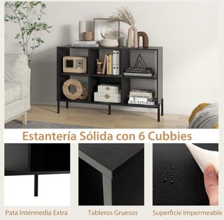 Estantería modular 6 cubos madera y metal