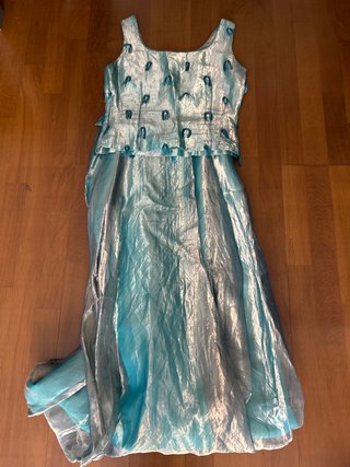 Vestido 2 piezas de fiesta azul y plateado