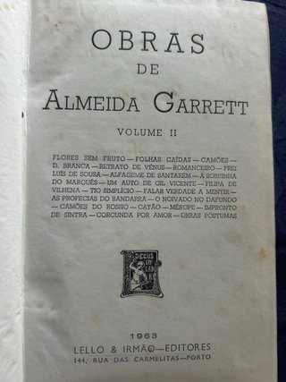 Obras Completas Almeida Garrett (2 Vols)