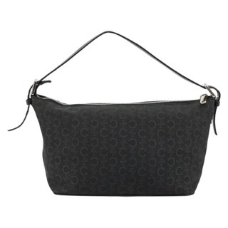CELINE C Macadam Canvas Shoulder Bag Black Silver