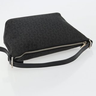 CELINE C Macadam Canvas Shoulder Bag Black Silver