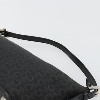 CELINE C Macadam Canvas Shoulder Bag Black Silver