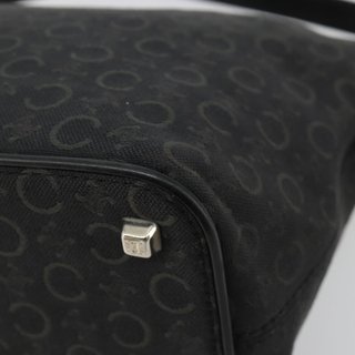 CELINE C Macadam Canvas Shoulder Bag Black Silver