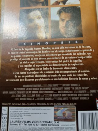 El Paciente Inglés VHS
