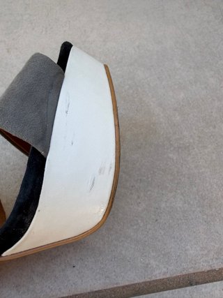 Sandalias Zara Tacón Negro Gris Blanco
