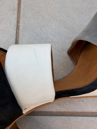 Sandalias Zara Tacón Negro Gris Blanco