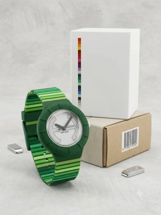Orologio Hip Hop Verde Righe - Nuovo