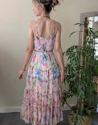 Vestido estampado seda mujer talla S
