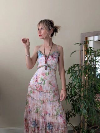 Vestido estampado seda mujer talla S