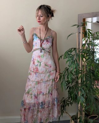Vestido estampado seda mujer talla S