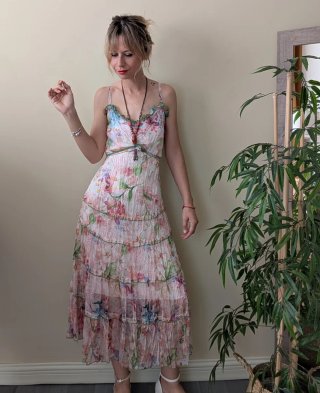 Vestido estampado seda mujer talla S