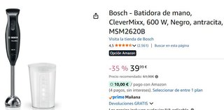 Batidora Mano Bosch CleverMixx 600W Negra
