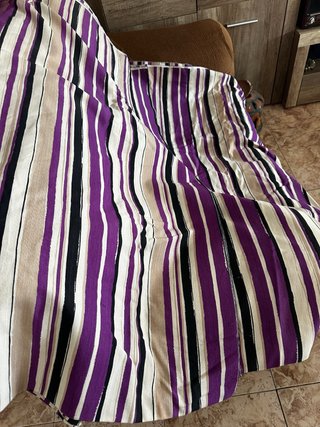 Tela para cortina a rayas morado y beige