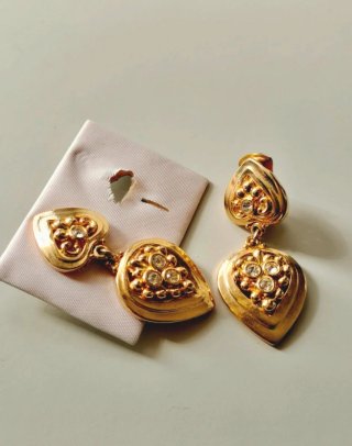 Pendientes vintage corazones barrocos dorados
