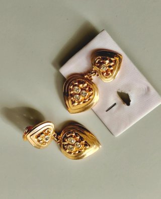 Pendientes vintage corazones barrocos dorados