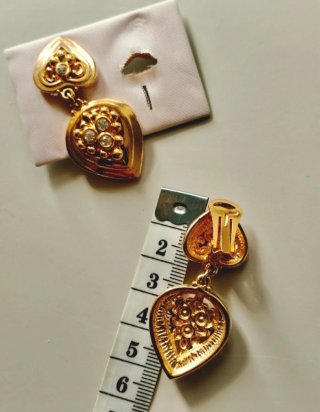 Pendientes vintage corazones barrocos dorados