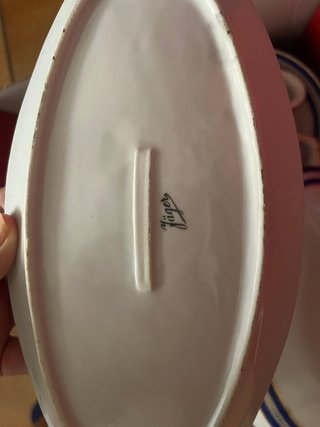 Vajilla JUGER cerámica blanca y azul