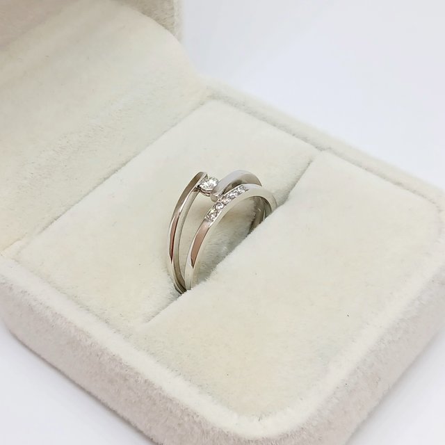 Sortija Oro Blanco 18k Linea Circonitas Solitario