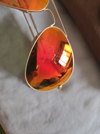 Gafas Ray-Ban Aviator Doradas Lente Roja