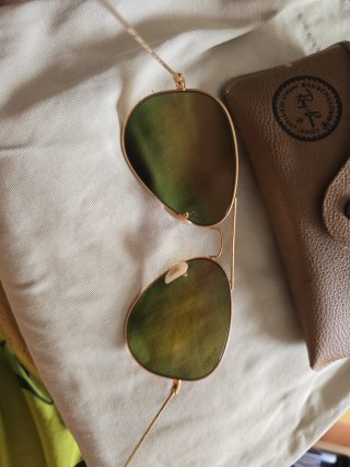 Gafas Ray-Ban Aviator Doradas Lente Roja