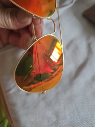 Gafas Ray-Ban Aviator Doradas Lente Roja
