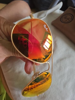 Gafas Ray-Ban Aviator Doradas Lente Roja