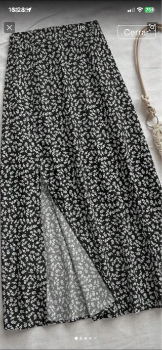 Falda larga floral con abertura