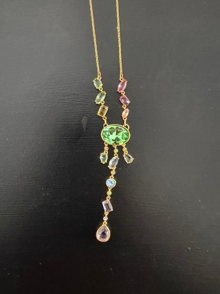 Collar Swarovski Dorado con Cristales Verdes