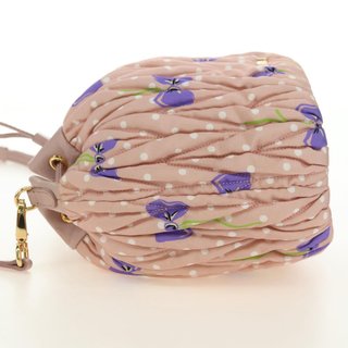 Miu Miu Shoulder Bag Canvas Leather Pink Gold