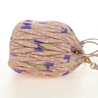 Miu Miu Shoulder Bag Canvas Leather Pink Gold