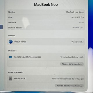 Apple MacBook Neo A18 Pro 8GB 512GB SSD