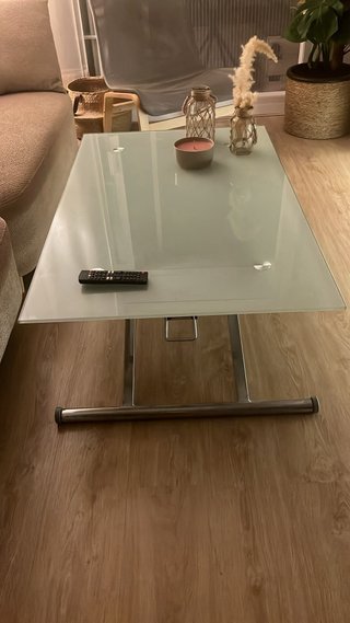 Mesa de centro cristal y metal