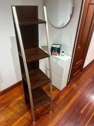 Estantería Escalera Marrón y Plata