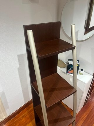 Estantería Escalera Marrón y Plata