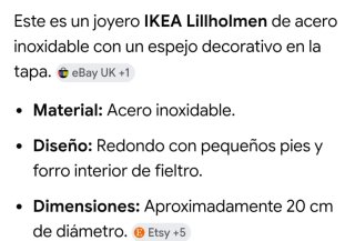Joyero Ikea plateado con tapa de un espejo