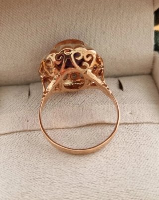 Anillo Oro Rosa 9k Amatista y Diamantes