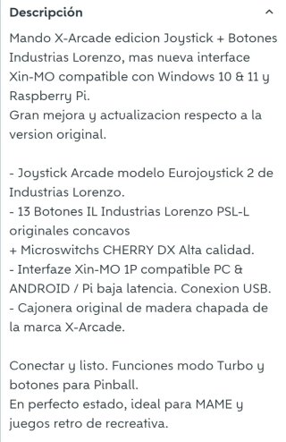 Mando X-Arcade Modificado Industrias Lorenzo
