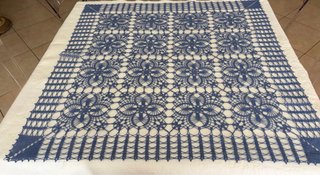 Centrotavola uncinetto vintage anni '70 blu