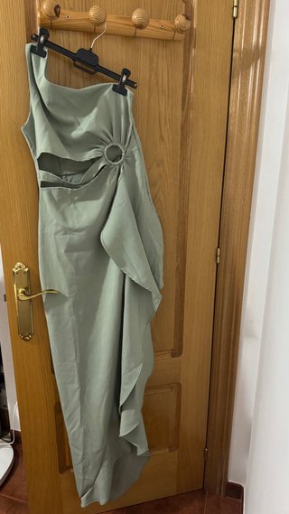 Vestido ASOS verde asimétrico