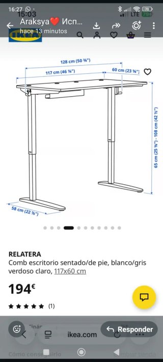 Escritorio elevable blanco/grs  Lampara y estante