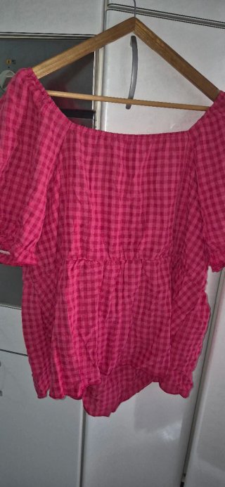 Blusa cuadros rosa talla 52 nueva