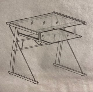 Scrivania per computer in metallo e vetro