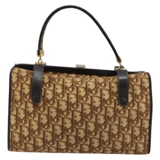 Christian Dior Trotter Canvas Hand Bag Beige Gold