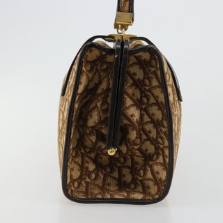 Christian Dior Trotter Canvas Hand Bag Beige Gold