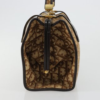 Christian Dior Trotter Canvas Hand Bag Beige Gold