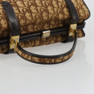 Christian Dior Trotter Canvas Hand Bag Beige Gold