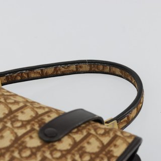Christian Dior Trotter Canvas Hand Bag Beige Gold
