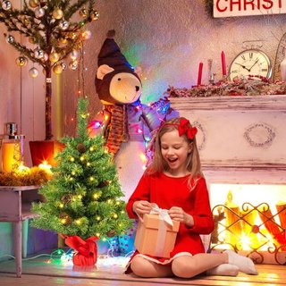 Árbol de Navidad pequeño de 64 cm con luces, Mini