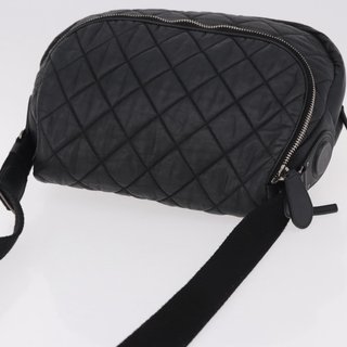 CHANEL Matelasse Shoulder Bag Coated Canvas Black